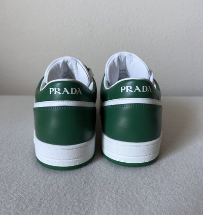 Prada Downtown Sneakers In White And Green