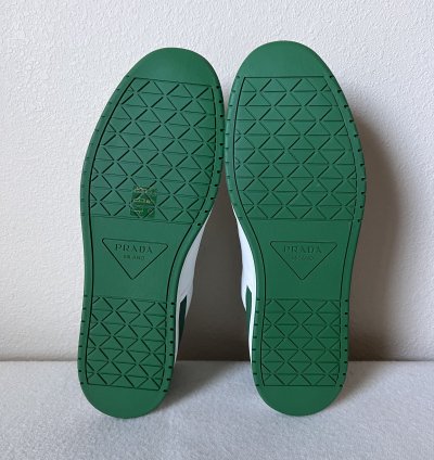 Prada Downtown Sneakers In White And Green