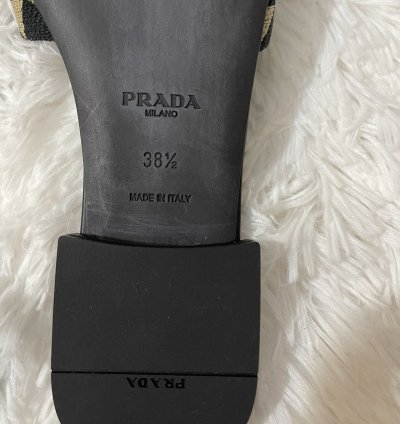 Prada Embroidered Fabric Slides