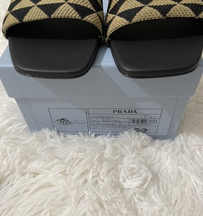 Prada Embroidered Fabric Slides
