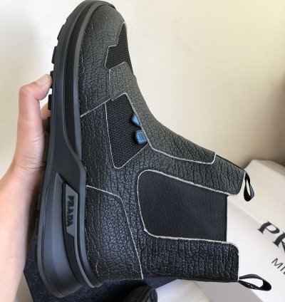 Prada Fall 2018 High-top Trainers Shoes 2tg139 Black Suede