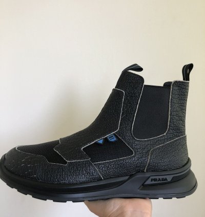 Prada Fall 2018 High-top Trainers Shoes 2tg139 Black Suede