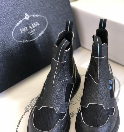 Prada Fall 2018 High-top Trainers Shoes 2tg139 Black Suede