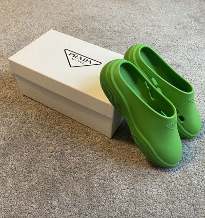 Prada Foam Rubber Mules - Green