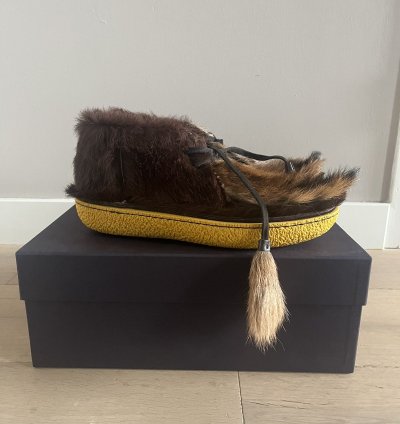 Prada Fw17 Tassled Fur Chukka Boots
