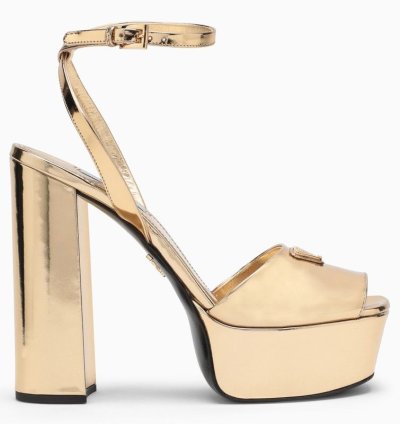 Prada Gold Platform Leather Sandal