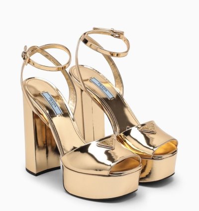 Prada Gold Platform Leather Sandal