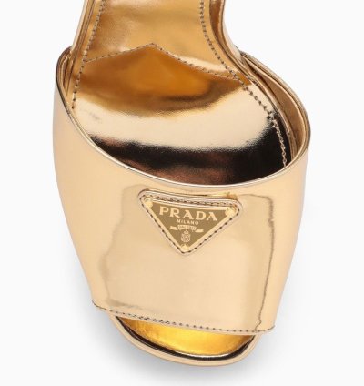 Prada Gold Platform Leather Sandal