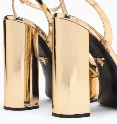 Prada Gold Platform Leather Sandal
