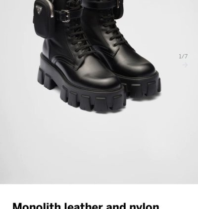 Prada Leather And Nylon Platform Combat Boots With Pouches