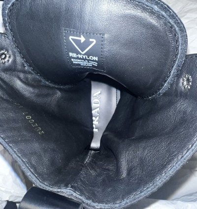 Prada Leather And Nylon Platform Combat Boots With Pouches