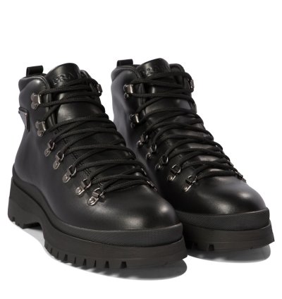 Prada Leather Boots With Triangle Logo Size Uk 10