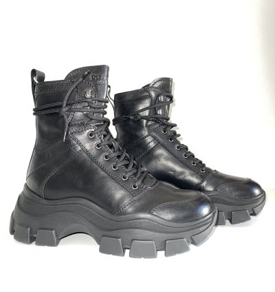 Prada Leather Chunky Sole Combat Boots