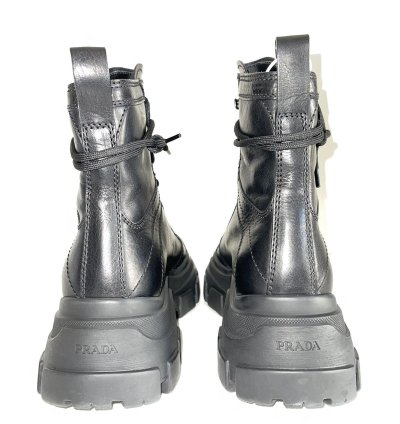 Prada Leather Chunky Sole Combat Boots