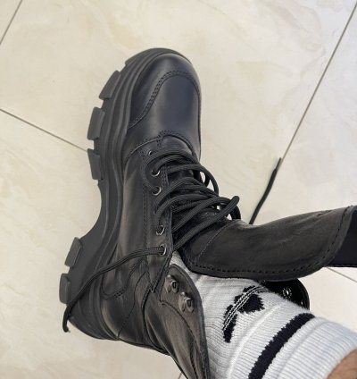 Prada Leather Chunky Sole Combat Boots