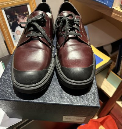 Prada Leather Lace Up Shoes With Rubber Sole
