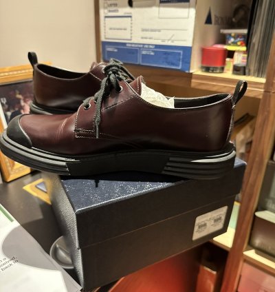 Prada Leather Lace Up Shoes With Rubber Sole