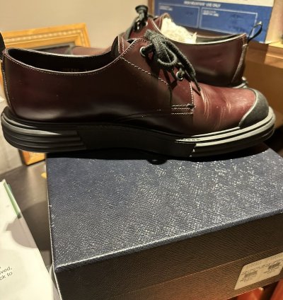 Prada Leather Lace Up Shoes With Rubber Sole