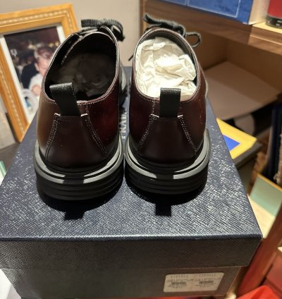 Prada Leather Lace Up Shoes With Rubber Sole
