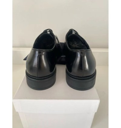 Prada Leather Lace Ups dnc115 In Black Brushed Leather
