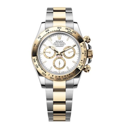 Rolex Daytona New 2025 White Index Dial Two Tone Yellow Gold Smooth Bezel Oyster Bracelet