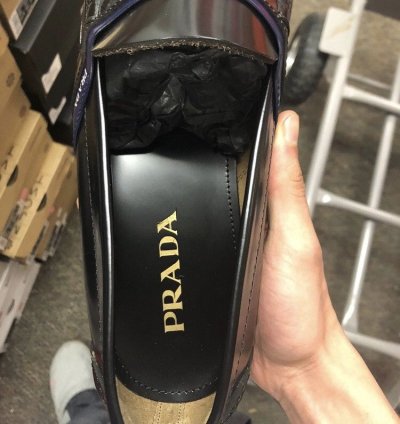 Prada Leather Logo Loafers