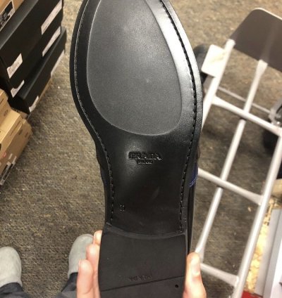 Prada Leather Logo Loafers
