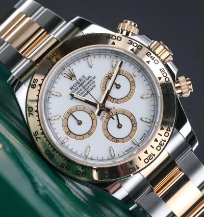 Rolex Daytona New Complete Two Tone White Dial 40mm Yellow Gold Oyster 126503 Cosmograph