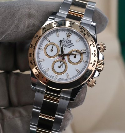 Rolex Daytona New Complete Two Tone White Dial 40mm Yellow Gold Oyster 126503 Cosmograph