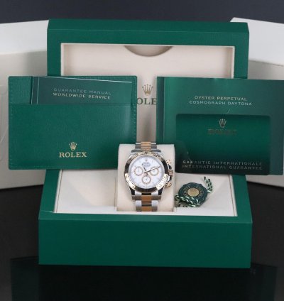 Rolex Daytona New Complete Two Tone White Dial 40mm Yellow Gold Oyster 126503 Cosmograph