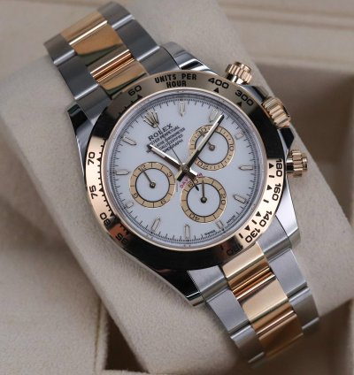 Rolex Daytona New Complete Two Tone White Dial 40mm Yellow Gold Oyster 126503 Cosmograph