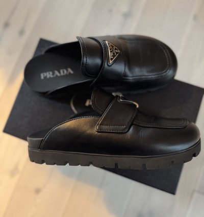 Prada Leather Mule Slippers