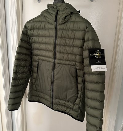 Stone Island Olive Puffer Down Jacket Size