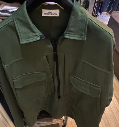 Stone Island Olive Sage Half Zip Shirt Jacket