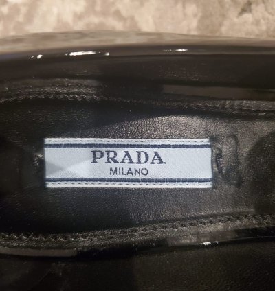 Prada Loafers Leather Black Chunk Heel Sz 8 5us 38 5