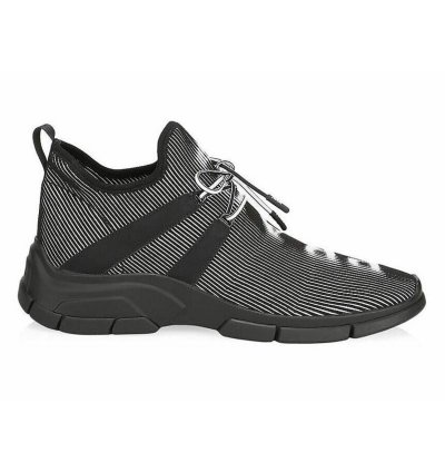 Prada Logo Knit Row Sock Black White Low Flat Trainer