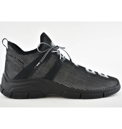 Prada Logo Knit Row Sock Black White Low Flat Trainer