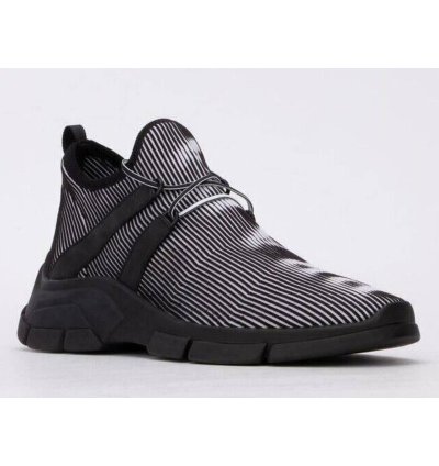 Prada Logo Knit Row Sock Black White Low Flat Trainer