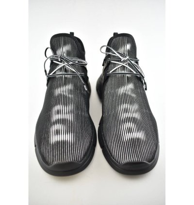 Prada Logo Knit Row Sock Black White Low Flat Trainer