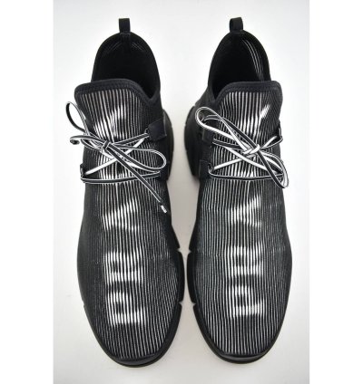 Prada Logo Knit Row Sock Black White Low Flat Trainer