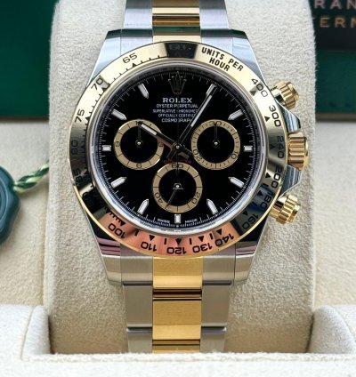 Rolex Daytona Unworn Cosmograph Daytona 40mm Black Dial Two Tone Bracelet 126503 Box Papers 2024