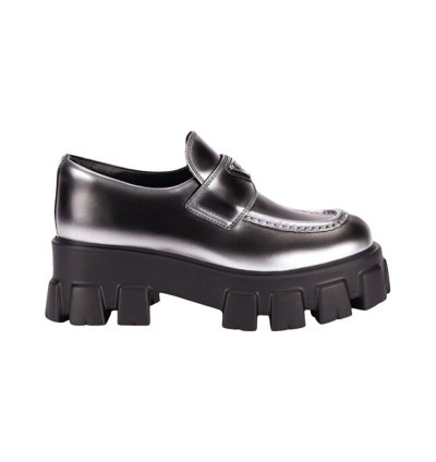 Prada Logo Monolith Leather Loafers