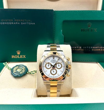 Rolex Daytona Unworn Cosmograph Daytona 40mm White Dial Two Tone Bracelet 126503 Box Papers 2024