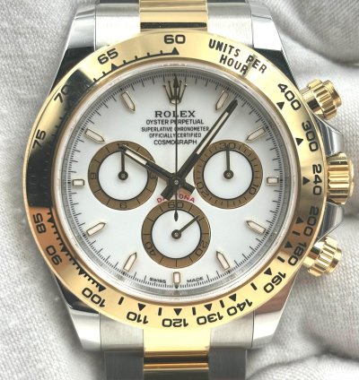 Rolex Daytona Unworn Cosmograph Daytona 40mm White Dial Two Tone Bracelet 126503 Box Papers 2024