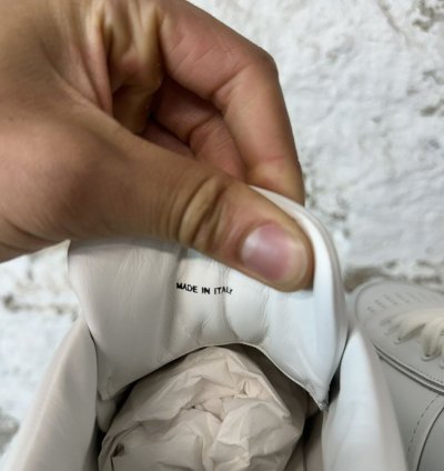 Prada Logo Plaque White Leather Low Top Sneaker Size 11 New