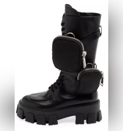 Prada Lug-sole Leather Combat Boots