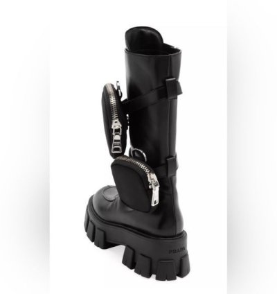 Prada Lug-sole Leather Combat Boots