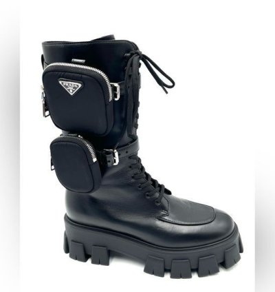 Prada Lug-sole Leather Combat Boots