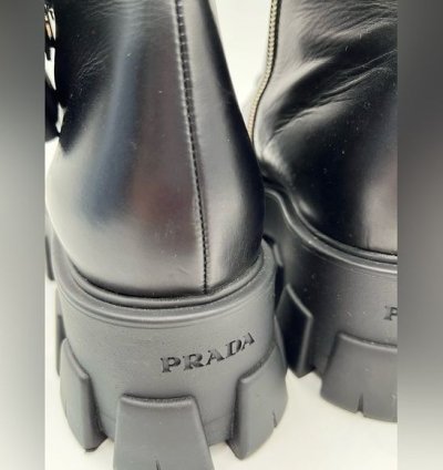 Prada Lug-sole Leather Combat Boots