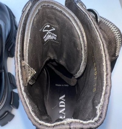Prada Lug-sole Leather Combat Boots Black